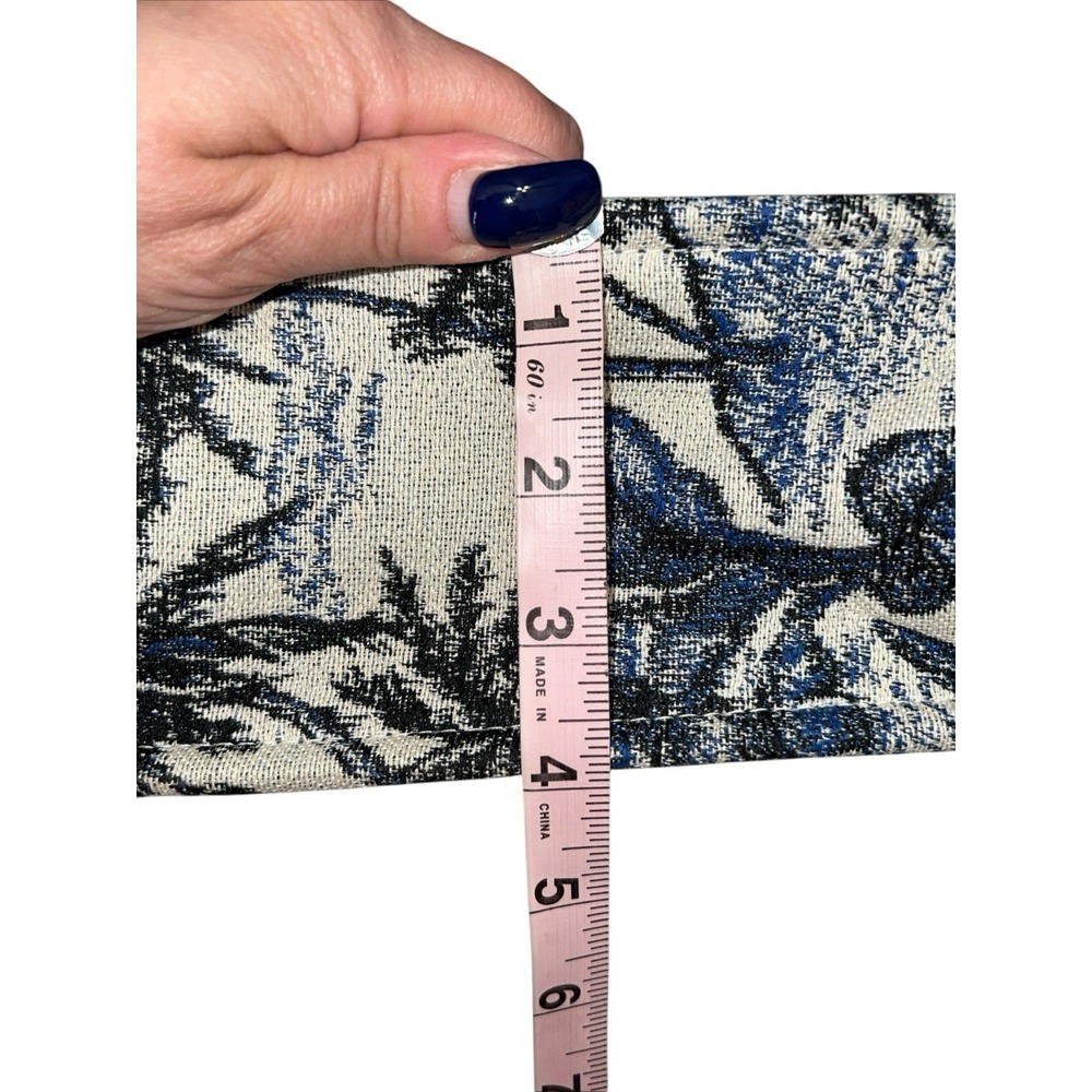 H&M Mini Tote Jacquard Tote Palm Tree Leaf Tropical Bag Crossbody Strap Blue EUC - Picture 8 of 11